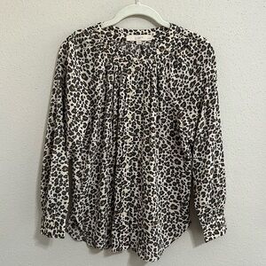 LOFT Leopard Print Button Down Blouse
